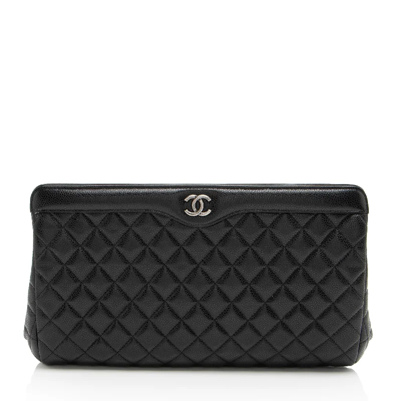 Chanel Caviar Leather CC Frame Clutch (SHF-sS7xNc)