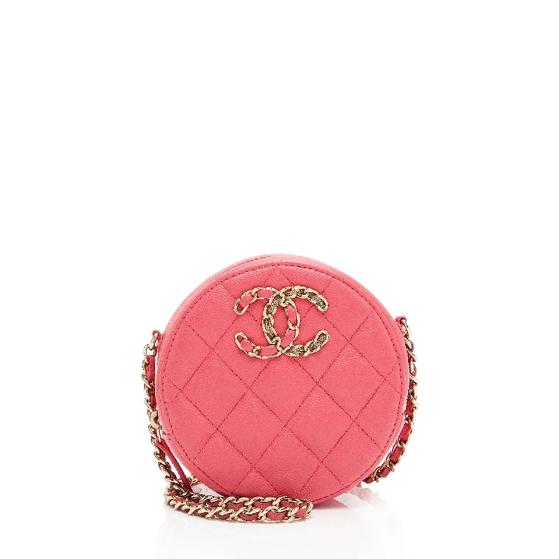 Chanel Caviar Leather New Wave Round Clutch with Chain (SHF-s9F7fM)