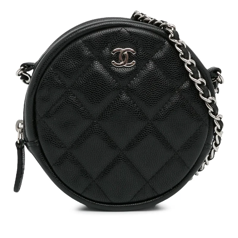 Chanel CC Quilted Caviar Round Clutch With Chain (SHG-Zm82jl)