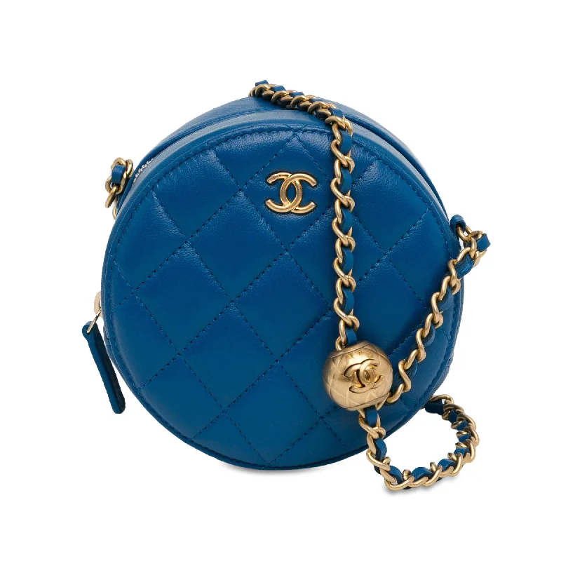 Chanel CC Quilted Lambskin Pearl Crush Round Clutch with Chain (SHG-Yjxo07)