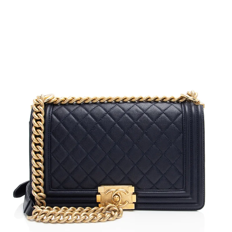 Chanel Lambskin Old Medium Boy Bag (SHF-OdWPxQ)