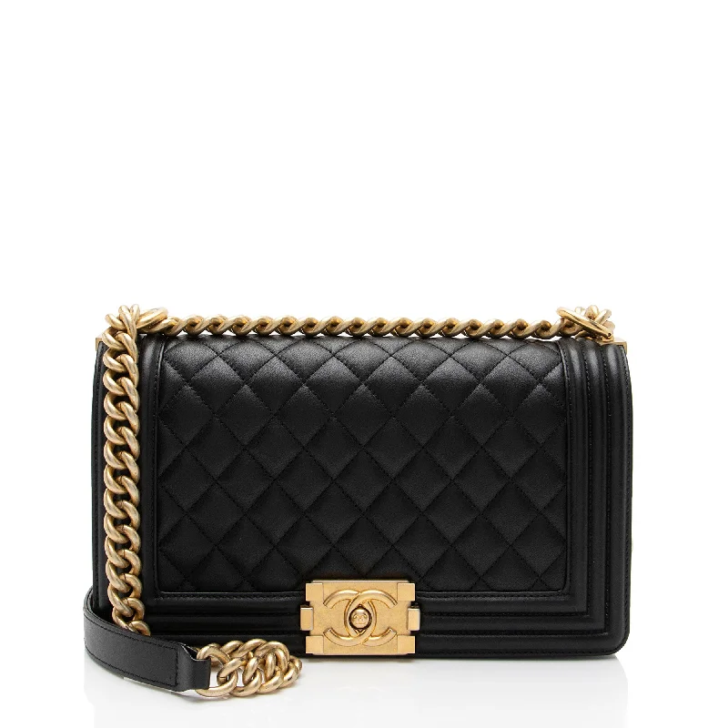 Chanel Lambskin Old Medium Boy Bag (SHF-QJr6Pf)