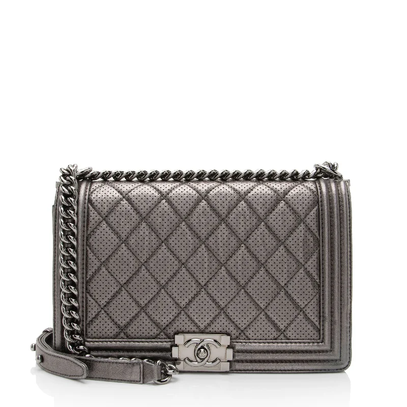 Chanel Metallic Perforated Lambskin New Medium Boy Bag (SHF-hpWTCx)