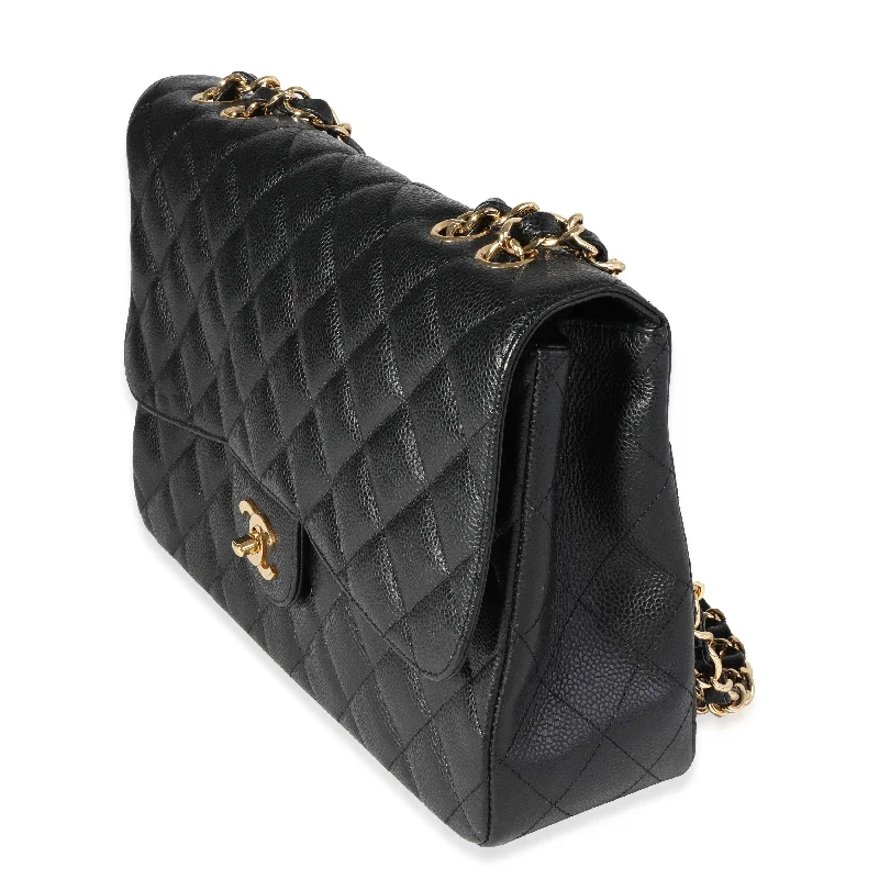 Chanel Black Quilted Caviar Jumbo Classic Single Flap Bag