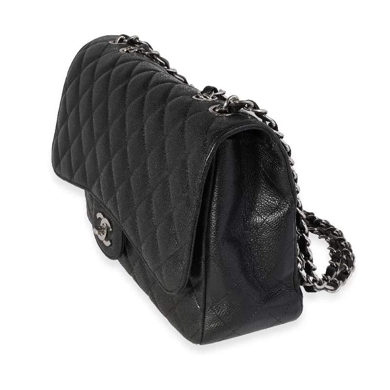 Chanel Black Quilted Caviar Jumbo Classic Single Flap Bag