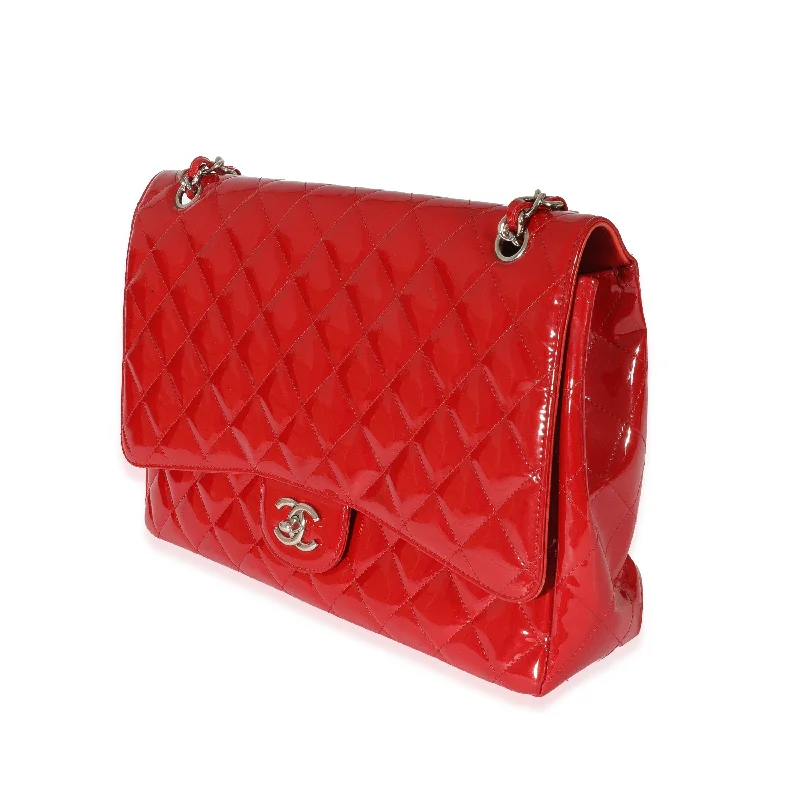 Chanel Red Patent Maxi Single Flap Bag