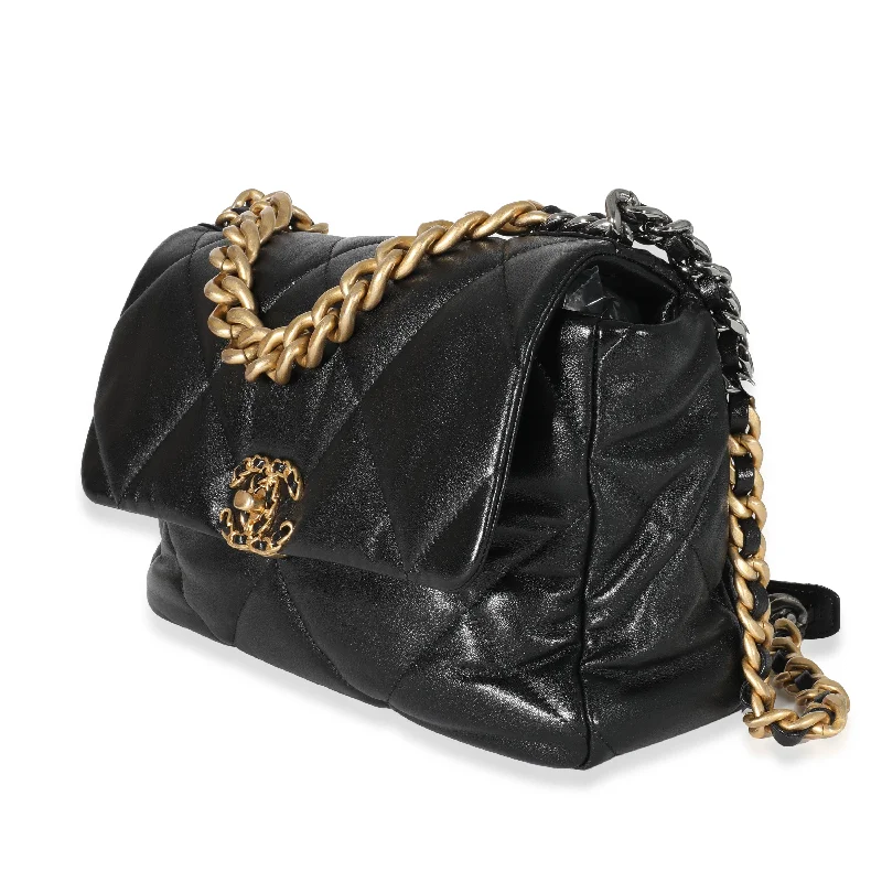 Chanel Black Quilted Goatskin Chanel 19 Flap Bag