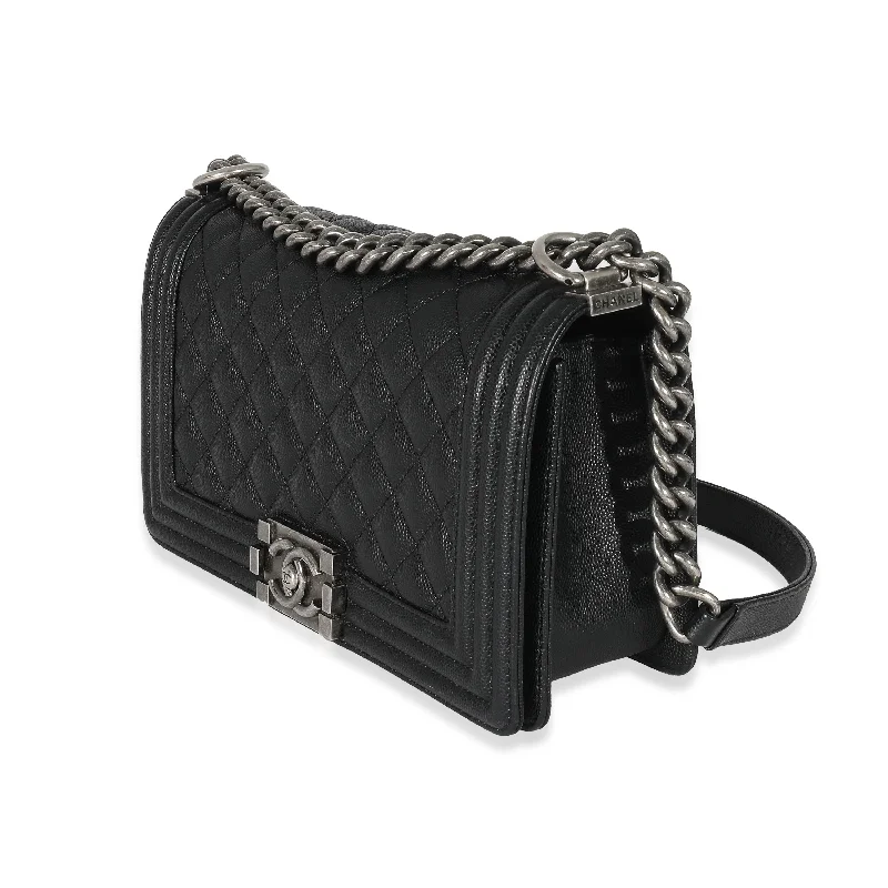 Chanel Black Caviar Medium Boy Bag