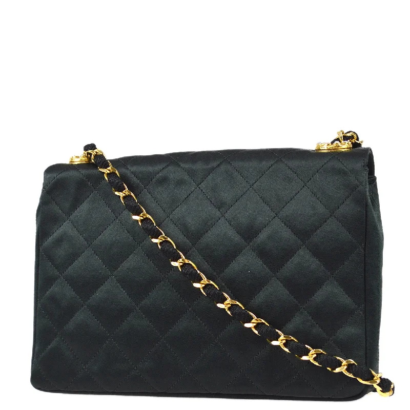 Chanel Shoulder Bag Black Satin