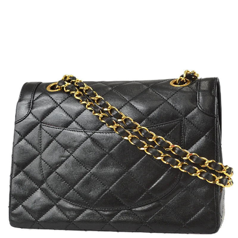 Chanel Paris Limited Double Flap Shoulder Bag Black Lambskin