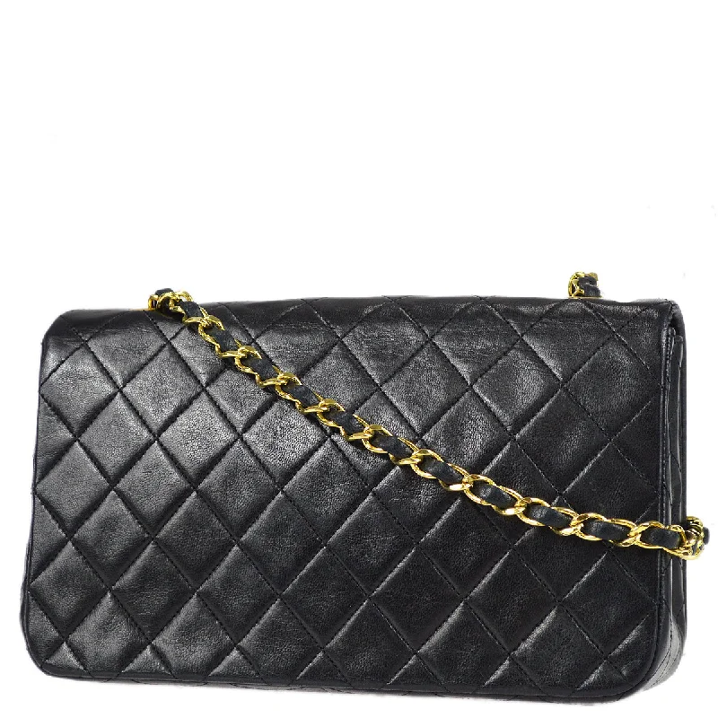 Chanel Full Flap Chain Shoulder Bag Black Lambskin