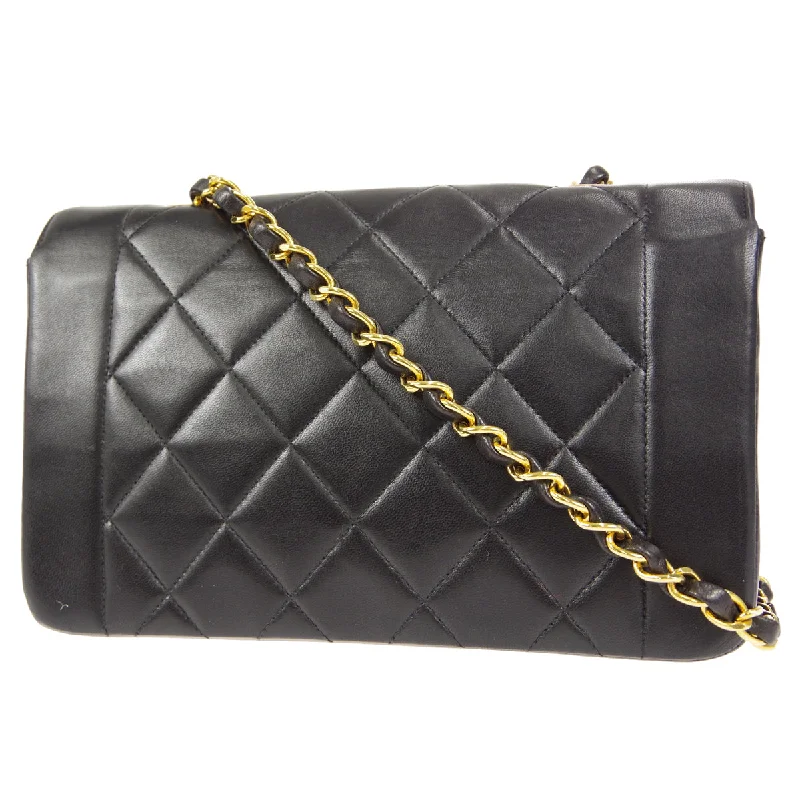 CHANEL Small Diana Chain Shoulder Bag Black Lambskin