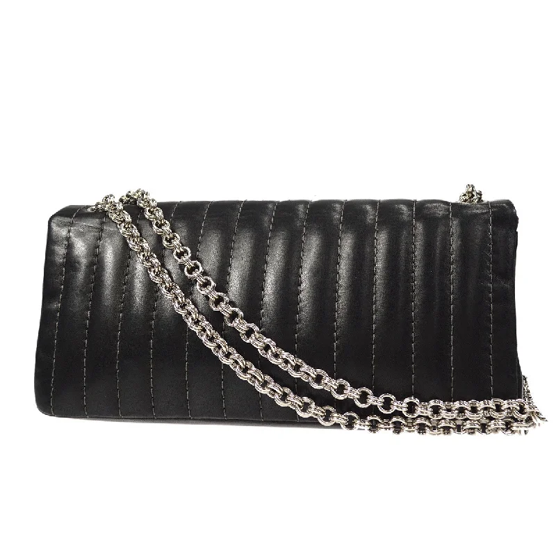 CHANEL Mademoiselle Double Chain Shoulder Bag Black Calfskin