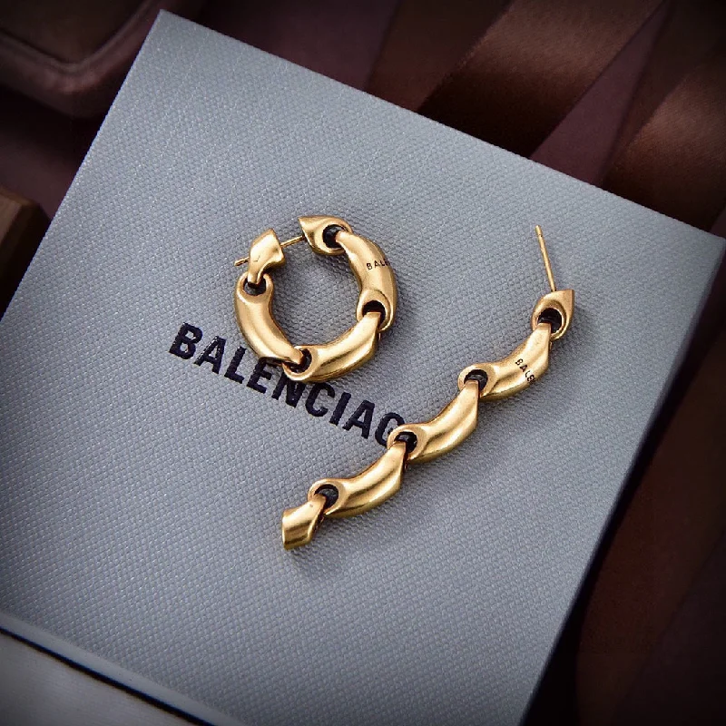 Balenciaga brass letter Chanelin large circle earrings EHA169