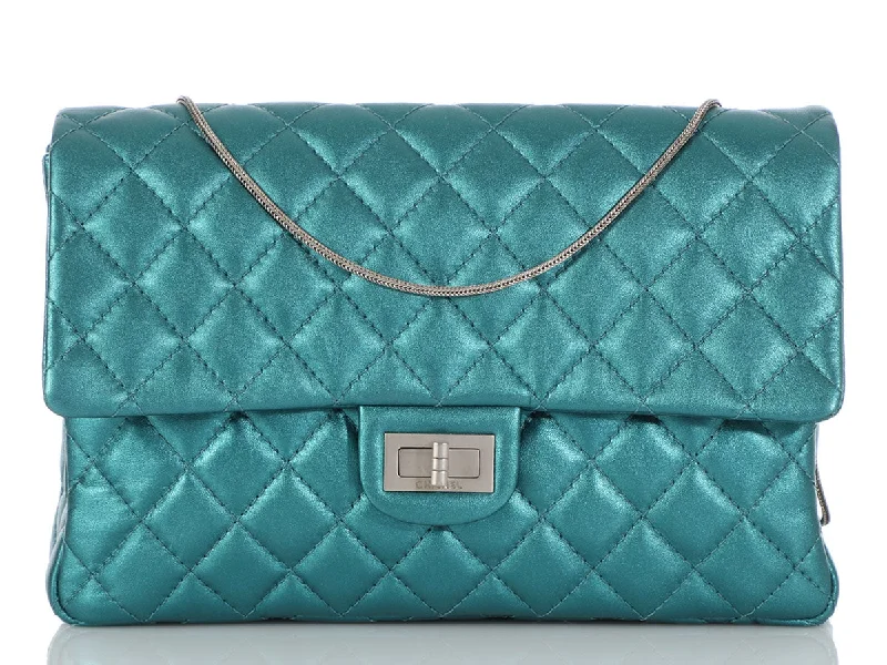 Chanel Metallic Turquoise Quilted Calfskin Reissue Clutch