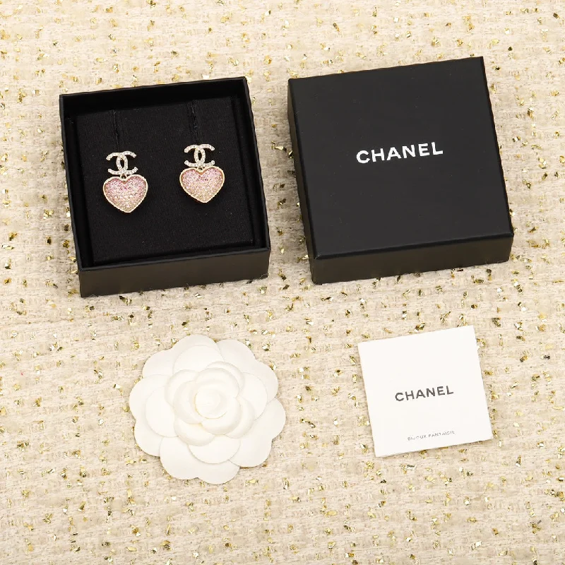 Chanel double-sided heart-shaped pink earrings EHA221