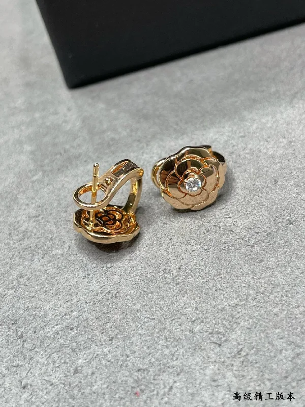 Chanel Golden Camellia Earrings EHA283