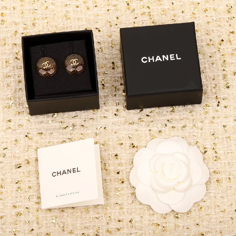 Chanel semi transparent enamel round earrings EHA296