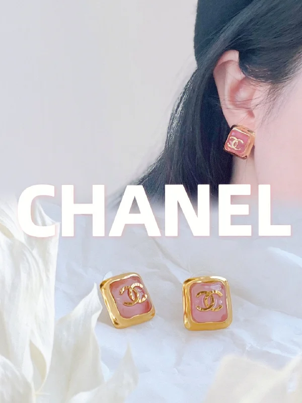 Chanel Square Double C Gold Earrings EHA285