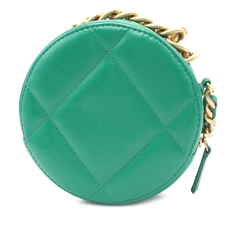 CHANEL 19 Round Lambskin Clutch With Chain Satchel