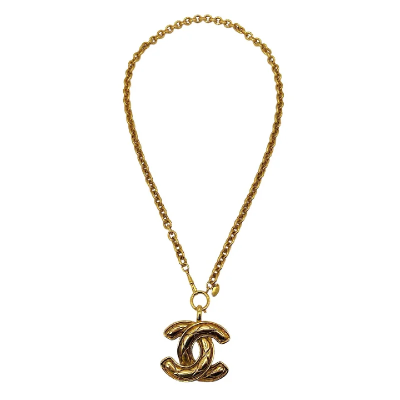 Chanel Vintage Quilted CC Pendant Necklace