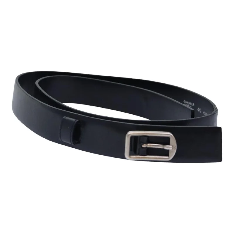 CHANEL Belt Leather 40 Black CC  bs17331