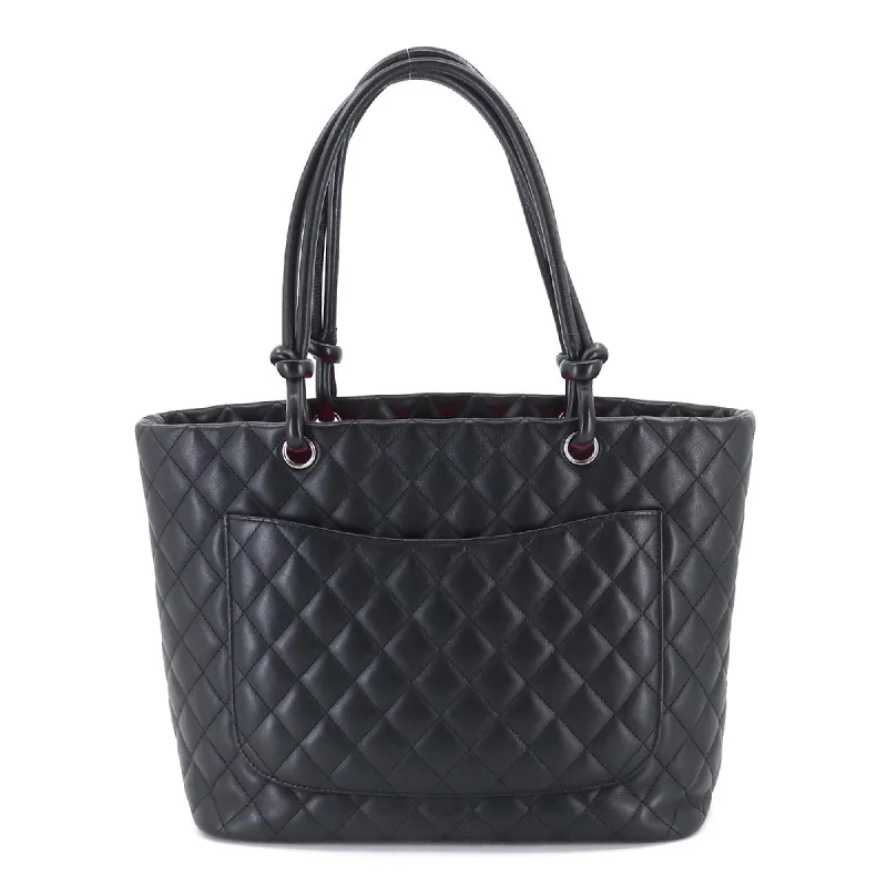 CHANEL Cambon Line Large Tote Bag Leather Enamel Black A25169