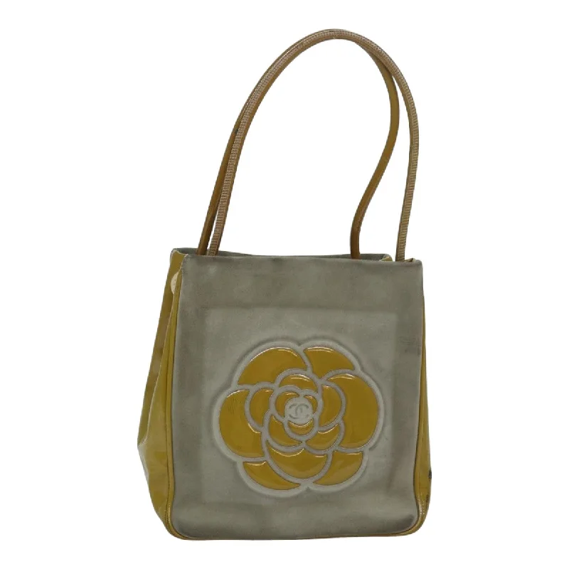 CHANEL Camelia Tote Bag Suede Yellow CC  bs16253