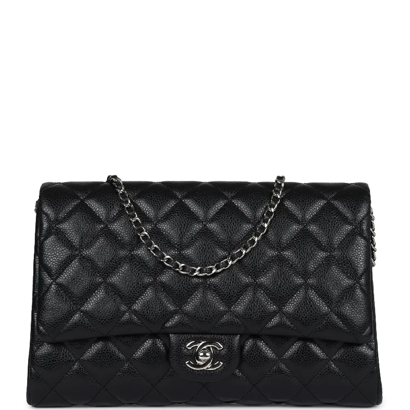 Chanel Clutch with Chain Bag Black Caviar Silver Hardware