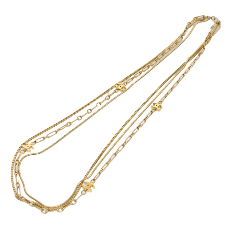 CHANEL COCO Mark Necklace Gold Tone CC  ar10556B