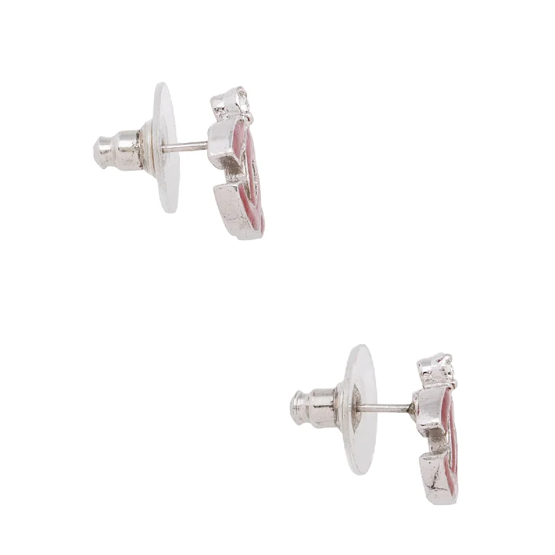 Chanel Crystal Enamel CC Stud Earrings (VGZIyT)