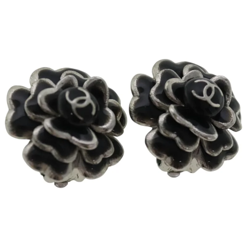 CHANEL Earring metal Black CC  bs19065