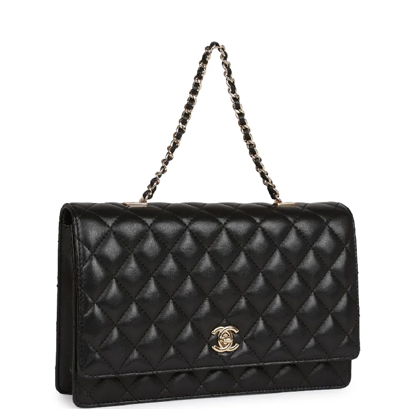 Chanel Fantasy Pearls Large Evening Flap Bag Black Lambskin Light Gold Hardware