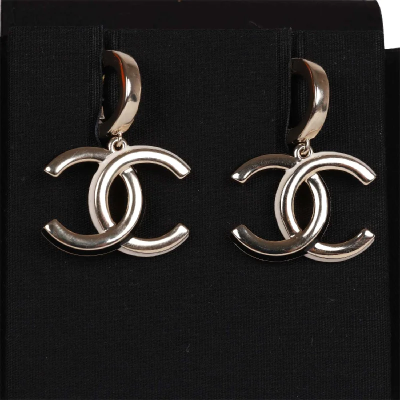 Chanel Gold, Black and White CC Hoop Earrings