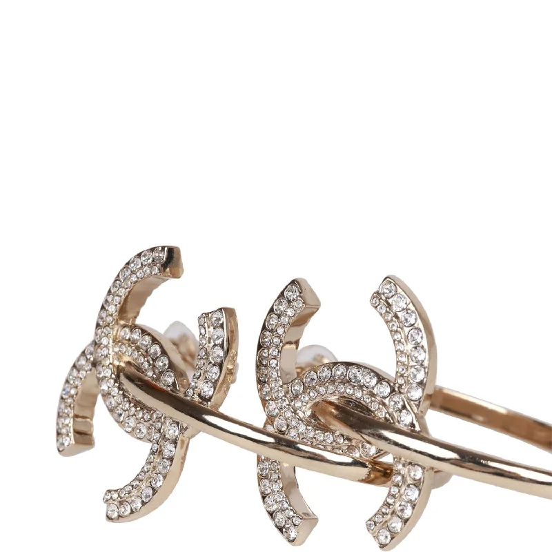 Chanel Gold Crystal Boucles D'Oeilles Clip Hoop Earrings