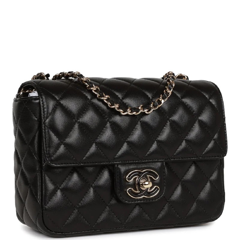 Chanel Candy Heart Mini Flap Bag Black Lambskin Enamel and Light Gold Hardware