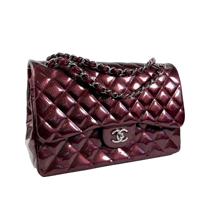 CHANEL Jumbo Classic Patent Double Flap Shoulder Bag