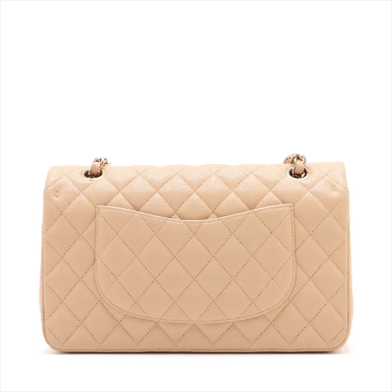 Chanel Matrasse 25 Caviar S Double Flap Double Chain Bag Beige G   A01112