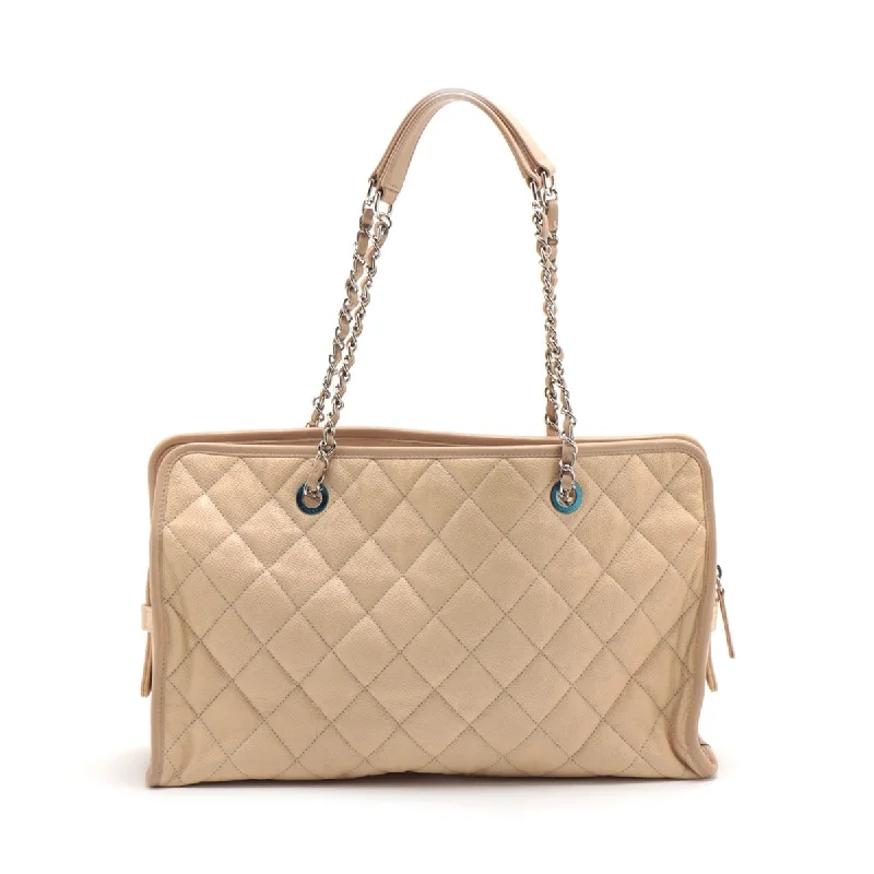 Chanel Matrasse Caviar S Tote Bag Beige Silver  17th