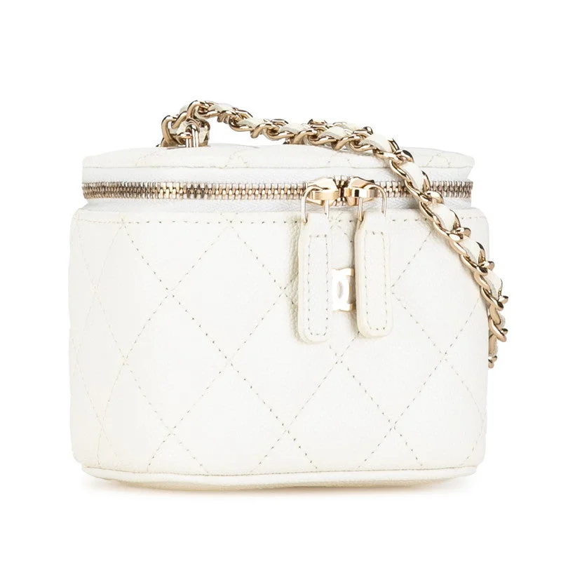 Chanel Matrasse Coco Chain Mini Bag Shoulder Bag Pochette White Caviar S  Chanel