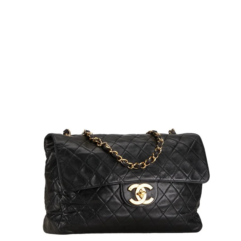 Chanel Mattrase Coco Single Flap  Chain Shoulder Bag Black Lambskin  CHANEL