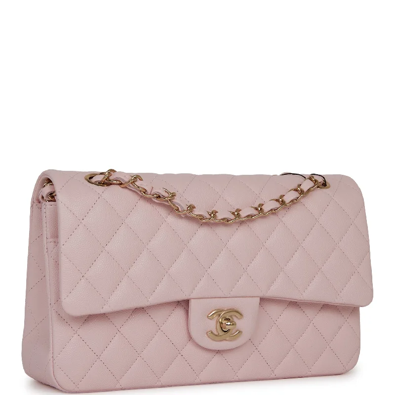 Chanel Medium Classic Double Flap Bag Light Pink Caviar Light Gold Hardware