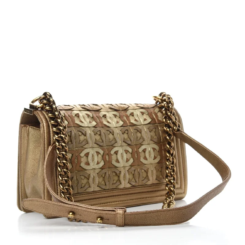 Chanel Medium Metallic Golden CC Boy Flap Bag