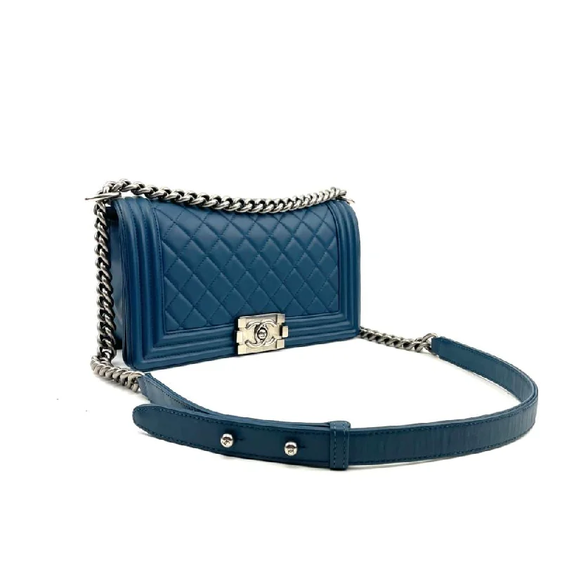 CHANEL Medium Quilted Boy Bag - Blue