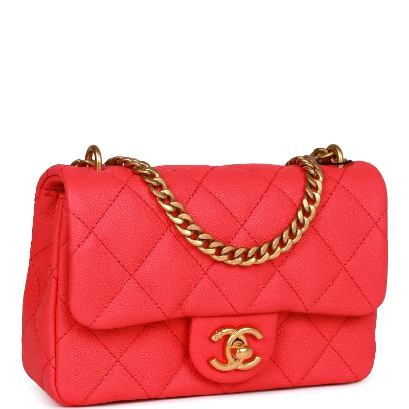 Chanel Mini Flap Bag Pink Caviar Antique Gold Hardware