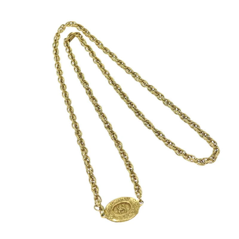 CHANEL Necklace Metal Gold CC  bs14195