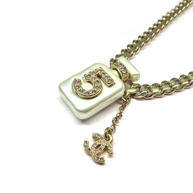 Chanel necklace perfume bottle perfume motif cocomark stone champagne g A22S  jewelry accessories beauty