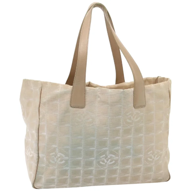 CHANEL New Travel Line Tote Bag Nylon Beige CC  76174