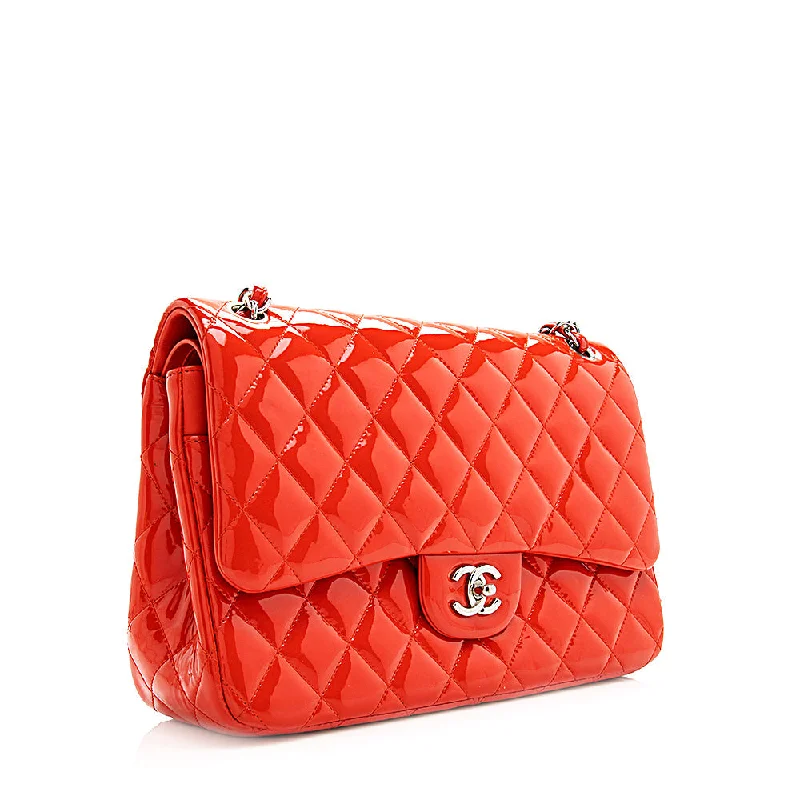 Chanel Patent Leather Classic Jumbo Double Flap Shoulder Bag (18807)