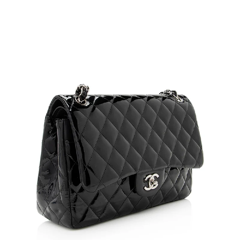 Chanel Patent Leather Classic Jumbo Double Flap Shoulder Bag (19063)